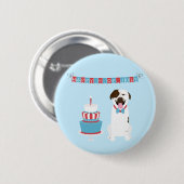 Happy Amerikanische Unabhängigkeitstag Dog Red Whi Button (Vorne & Hinten)