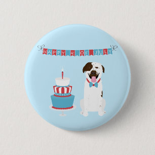 Happy Amerikanische Unabhängigkeitstag Dog Red Whi Button