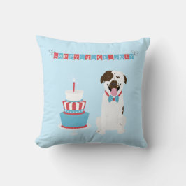 Happy Amerikanische Unabhängigkeitstag Dog Red Whi Kissen