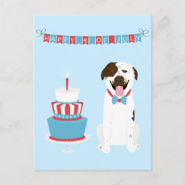 Happy Amerikanische Unabhängigkeitstag Dog Red Whi Postkarte