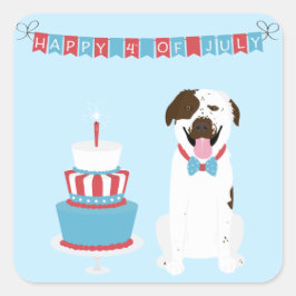 Happy Amerikanische Unabhängigkeitstag Dog Red Whi Quadratischer Aufkleber