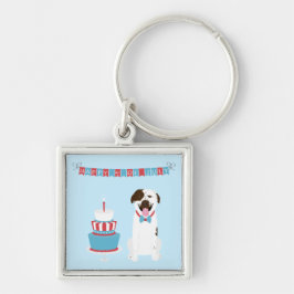 Happy Amerikanische Unabhängigkeitstag Dog Red Whi Schlüsselanhänger