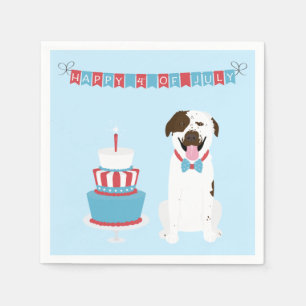 Happy Amerikanische Unabhängigkeitstag Dog Red Whi Serviette