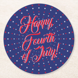 Happy Amerikanische Unabhängigkeitstag Drehbuch Ro Runder Pappuntersetzer
