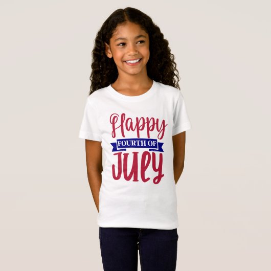 Happy Amerikanische Unabhängigkeitstag Girls T-Shirt (Vorne ganz)