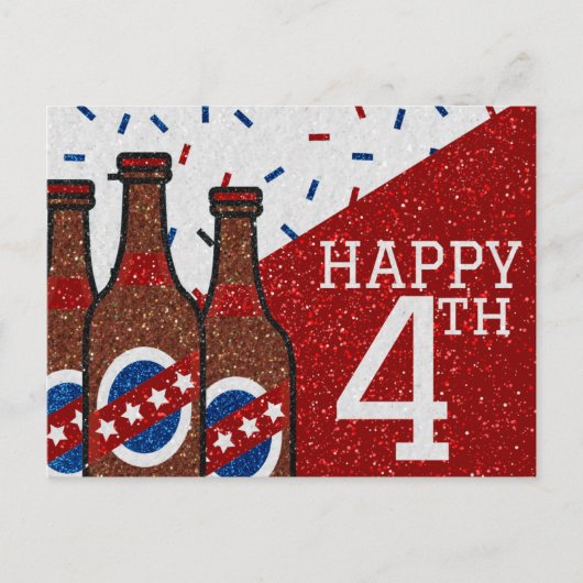 Happy Amerikanische Unabhängigkeitstag Glitzer Postkarte (Vorderseite)