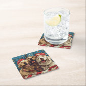 Happy Amerikanische Unabhängigkeitstag Golden Retr Rechteckiger Pappuntersetzer (Vor Ort)