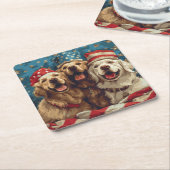 Happy Amerikanische Unabhängigkeitstag Golden Retr Rechteckiger Pappuntersetzer (angewinkelt)