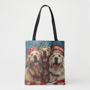 Happy Amerikanische Unabhängigkeitstag Golden Retr Tasche
