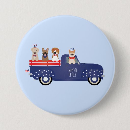 Happy Amerikanische Unabhängigkeitstag Hunde Liefe Button (Vorderseite)