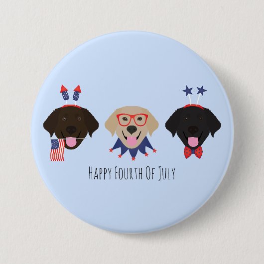 Happy Amerikanische Unabhängigkeitstag Labrador Re Button (Vorderseite)