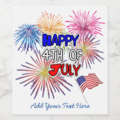 Happy Amerikanische Unabhängigkeitstag Persönliche Weinetikett (Einzelnes Label)