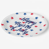 Happy amerikanische Unabhängigkeitstag Rot-Blau-St Pappteller (Schrägansicht)