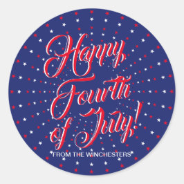 Happy Amerikanische Unabhängigkeitstag Rot-Blau-St Runder Aufkleber