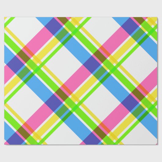 Happy and Bright Kariert Wrapping Paper Geschenkpapier (Flach)