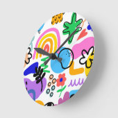 Happy and colorful abstract designs runde wanduhr (Winkel)