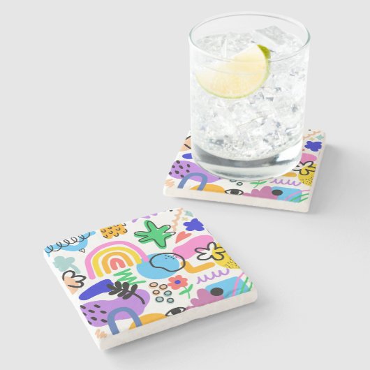 Happy and colorful abstract designs steinuntersetzer (Seitenansicht)