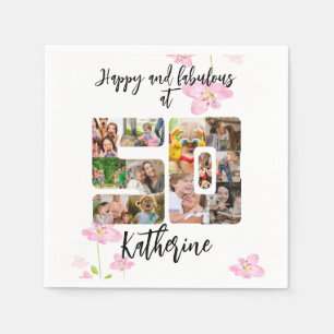 Happy and Fabulous 50. Geburtstag Multi Foto Serviette