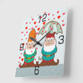 Happy and Grumpy Gnomes Quadratische Wanduhr (Winkel)