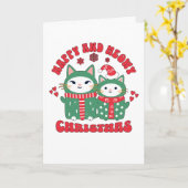Happy and Meowy Christmas Cats Karte (Gelbe Blume)
