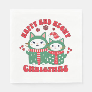 Happy and Meowy Christmas Cats Serviette