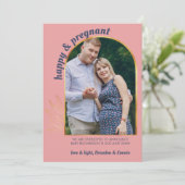 Happy and Pregnant Foto Gold Arch Pregnancy Ankündigung (Stehend Vorderseite)