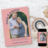 Happy and Pregnant Foto Gold Arch Pregnancy Ankündigung