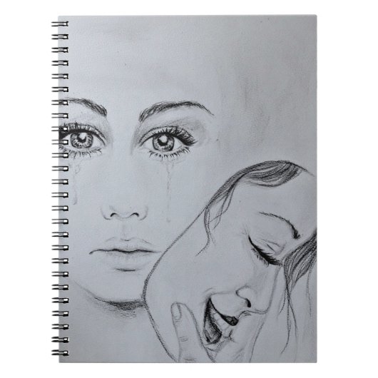 Happy and Sad Mask Notebook-Malerei Notizblock (Vorderseite)