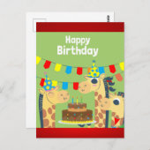 Happy Animal Celebration Giraffe Postkarte (Vorne/Hinten)