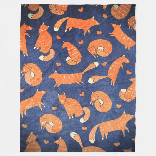 Happy-animal-fox-Muster Fleecedecke (Vorderseite)