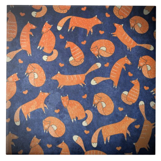 Happy-animal-fox-Muster Fliese (Vorderseite)