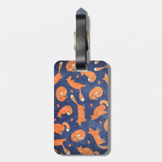 Happy-animal-fox-Muster Gepäckanhänger (Rückseite vertikal)