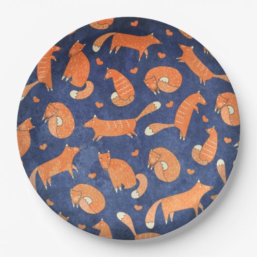 Happy-animal-fox-Muster Pappteller (Vorderseite)