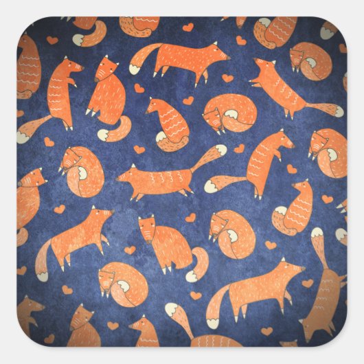 Happy-animal-fox-Muster Quadratischer Aufkleber (Vorderseite)