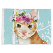 Happy Animal mit Blume in Blue Forest Cat Kitty Große Geschenktüte (Rückseite)