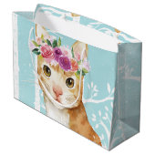 Happy Animal mit Blume in Blue Forest Cat Kitty Große Geschenktüte (Rückseite Schrägansicht)