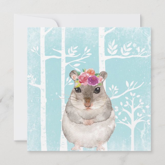 Happy Animal mit Blume in Blue Forest Hamster (Vorderseite)