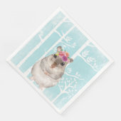 Happy Animal mit Blume in Blue Forest Hamster Serviette (Ecke)