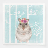 Happy Animal mit Blume in Blue Forest Hamster Serviette (Vorderseite)