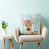 Happy Animal with Blume in Blue Forest Deer Kissen (Stuhl )