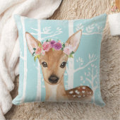 Happy Animal with Blume in Blue Forest Deer Kissen (Decke)