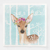 Happy Animal with Blume in Blue Forest Deer Serviette (Vorderseite)