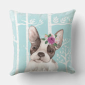 Happy Animal with Blume in Blue Forest-Dog-Mops Kissen (Rückseite)