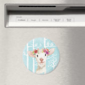 Happy Animal with Blume in Blue Forest Sheep Magnet (In Situ (Geschirrspüler))