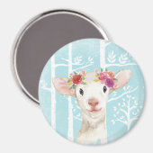 Happy Animal with Blume in Blue Forest Sheep Magnet (Vorderseite/Rückseite)