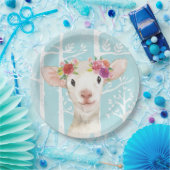 Happy Animal with Blume in Blue Forest Sheep Pappteller (Party)
