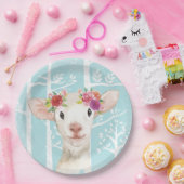 Happy Animal with Blume in Blue Forest Sheep Pappteller (Party)