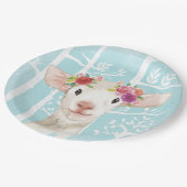 Happy Animal with Blume in Blue Forest Sheep Pappteller (Schrägansicht)