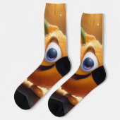 Happy Animated 3d Orange, Greengrocer Crew Socks Socken (Linkes Detail)