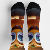 Happy Animated 3d Orange, Greengrocer Crew Socks Socken (Oben)
